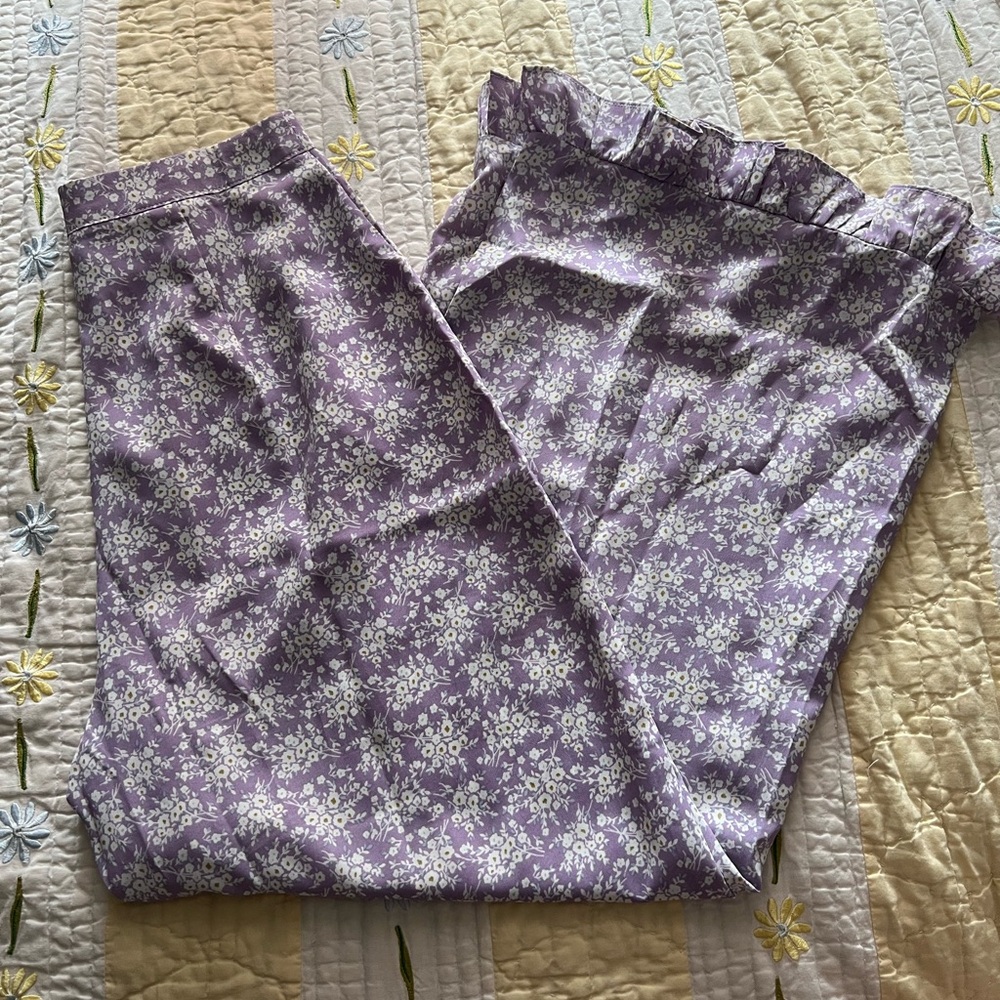 Lola May Purple Floral High Rise Pants